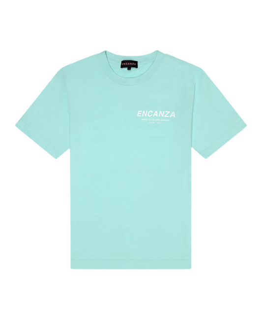 "NONE OF US ARE SAINTS" T-SHIRT | BLUE